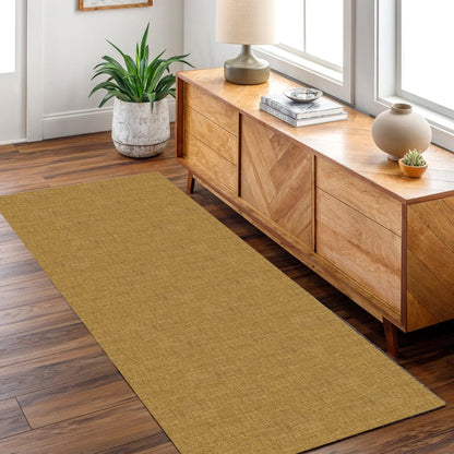 Urban Mustard Solid in Brown : Runner Rug
