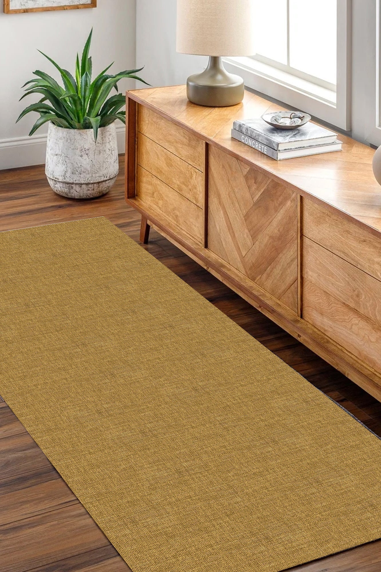 Urban Mustard Solid in Brown : Runner Rug