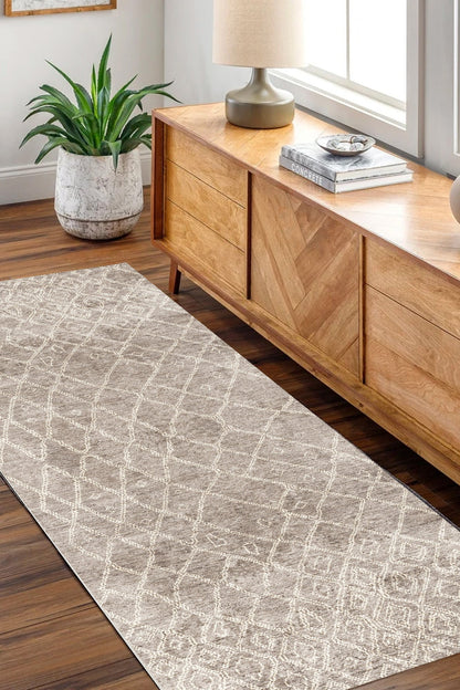 Nordic Nahla Vintage Modern in Beige : Runner Rug