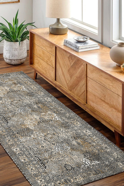 Vintage Tanner Elegance in Natural : Runner Rug
