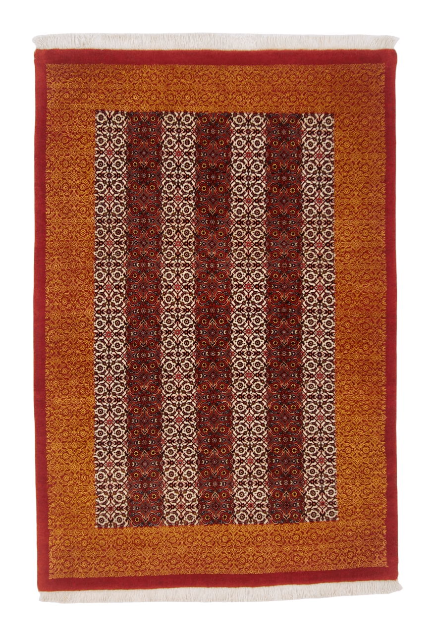Persian Bijar Striped Herati Design (3'05"x5'01") rust/red/ivory