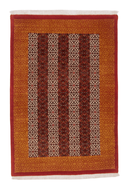 Persian Bijar Striped Herati Design (3'05"x5'01") rust/red/ivory