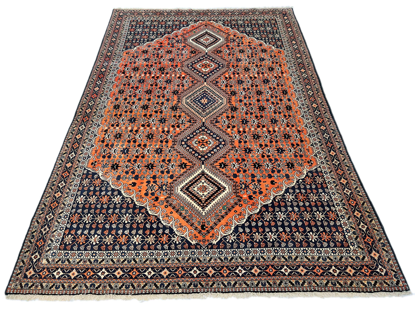 Persian Yalameh (6'09"x10'00") peach/indigo