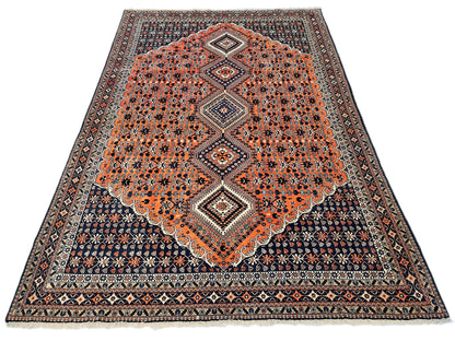 Persian Yalameh (6'09"x10'00") peach/indigo