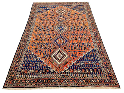Persian Yalameh (6'09"x10'00") peach/indigo