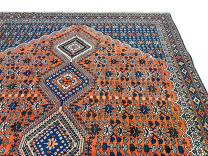 Persian Yalameh (6'09"x10'00") peach/indigo