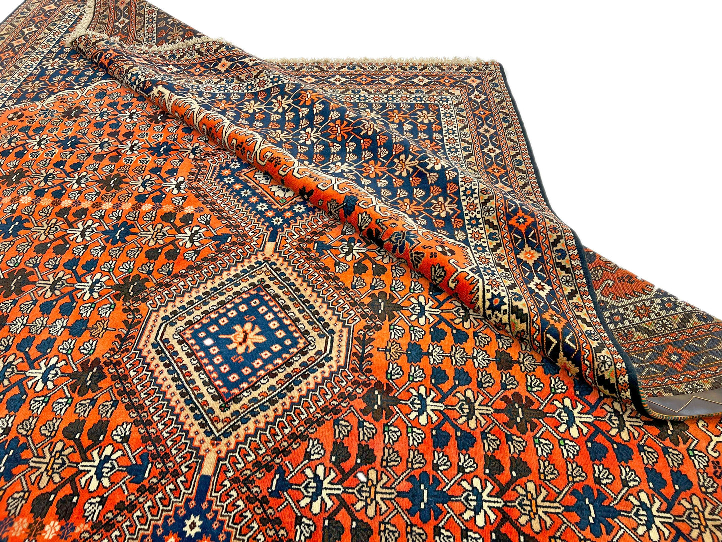 Persian Yalameh (6'09"x10'00") peach/indigo