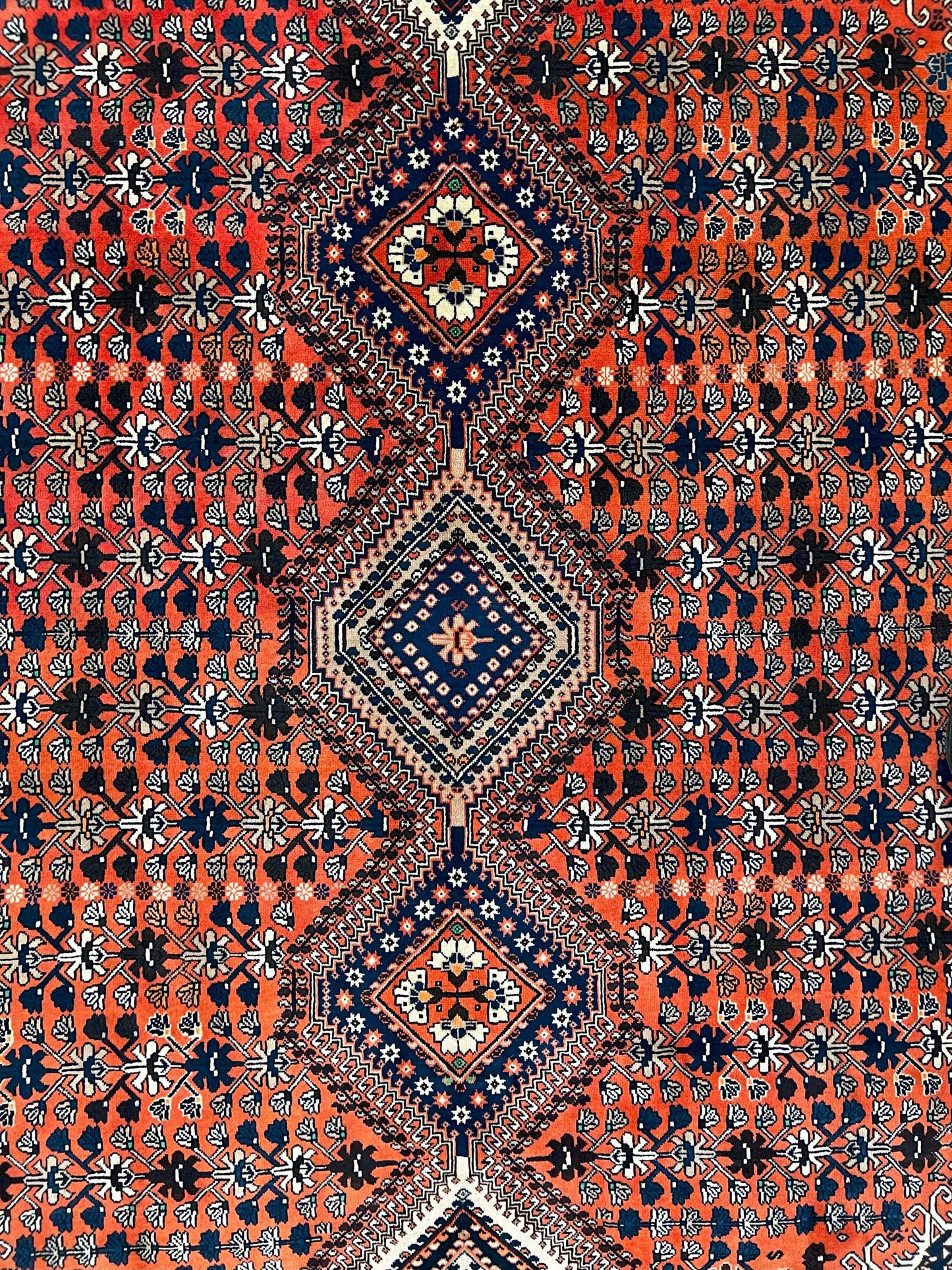 Persian Yalameh (6'09"x10'00") peach/indigo
