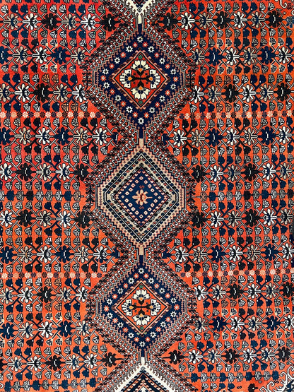 Persian Yalameh (6'09"x10'00") peach/indigo