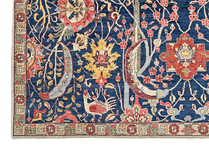 Afghan-made Bird of Paradise (9'03"x12'00") indigo