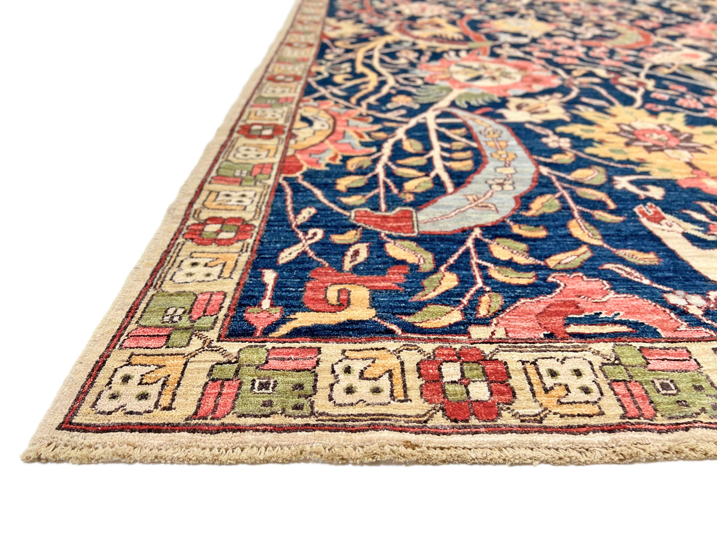 Afghan-made Bird of Paradise (9'03"x12'00") indigo