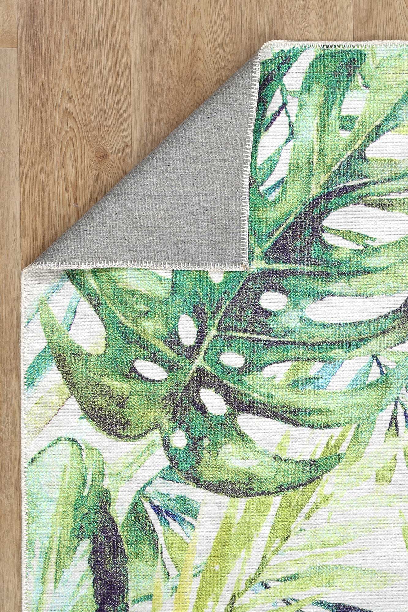 Wild Borneo Gorgeous Leaf Design in Green Rug