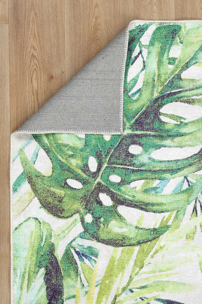Wild Borneo Gorgeous Leaf Design in Green Rug