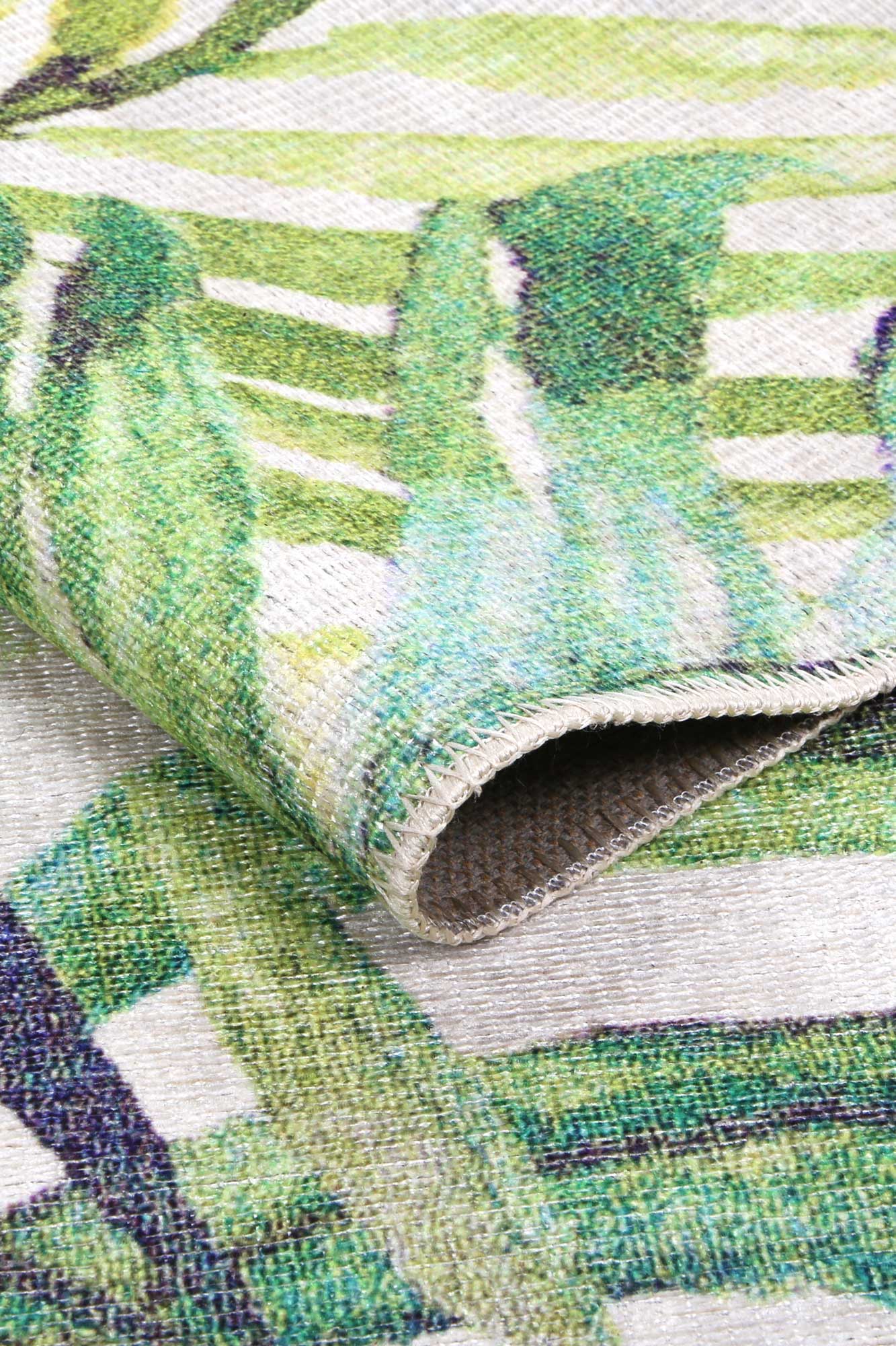 Wild Borneo Gorgeous Leaf Design in Green : Runner Rug