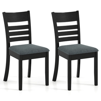 Wooden Dining Chairs Set of 2 Upholstered Kitchen Chairs with Rubber Wood Frame