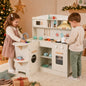 Wooden Play Kitchen Set with Lights & Sounds - White