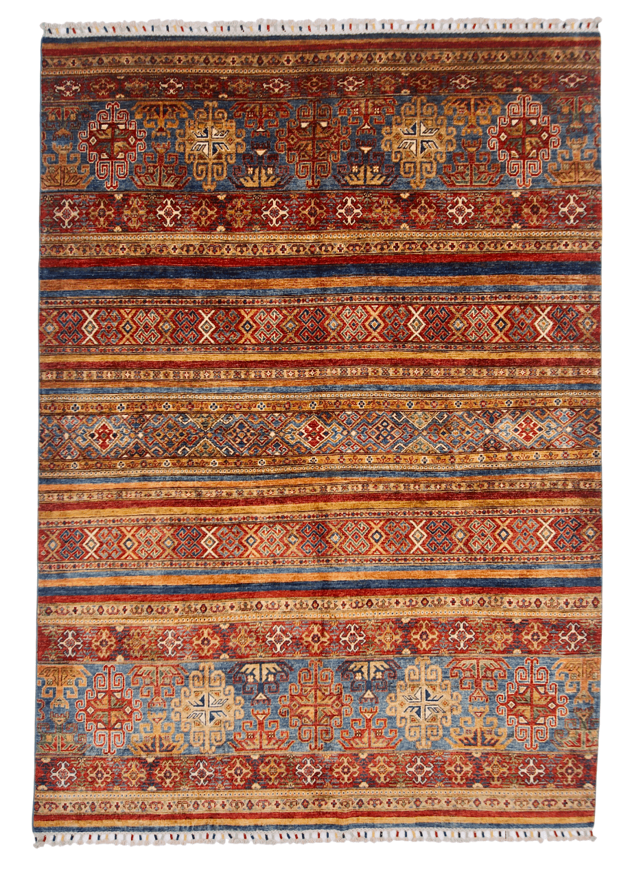 Khorjin (6'01"x8'07") blue/mulitcolor