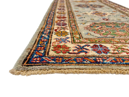 Super Kazak (2'00"x6'00") light gray/multicolor