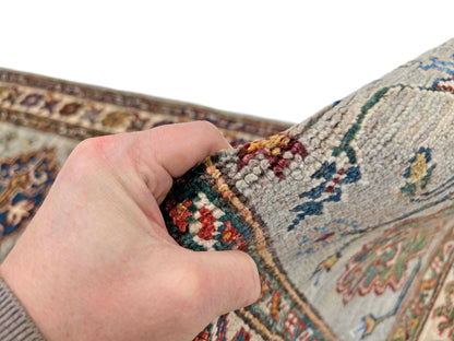 Super Kazak (2'00"x6'00") light gray/multicolor