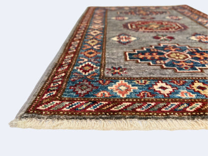 Super Kazak (1'11"x2'11") steel gray/blue