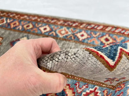 Super Kazak (1'11"x2'11") steel gray/blue