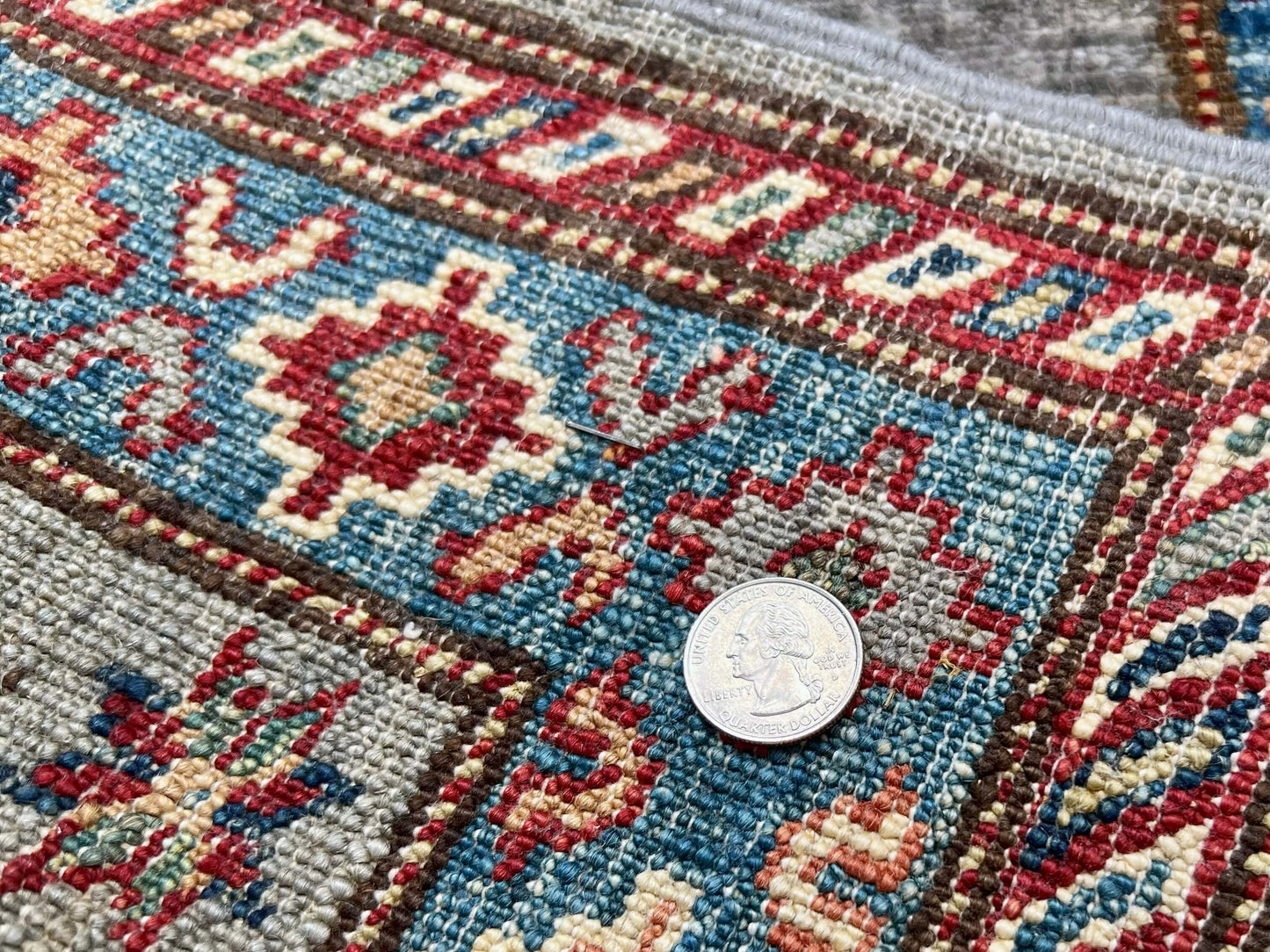 Super Kazak (1'11"x2'11") steel gray/blue