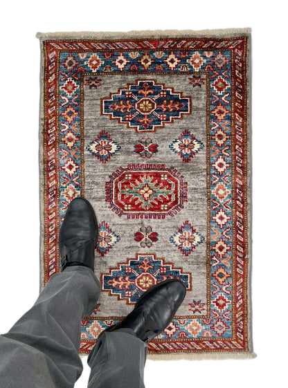 Super Kazak (1'11"x2'11") steel gray/blue