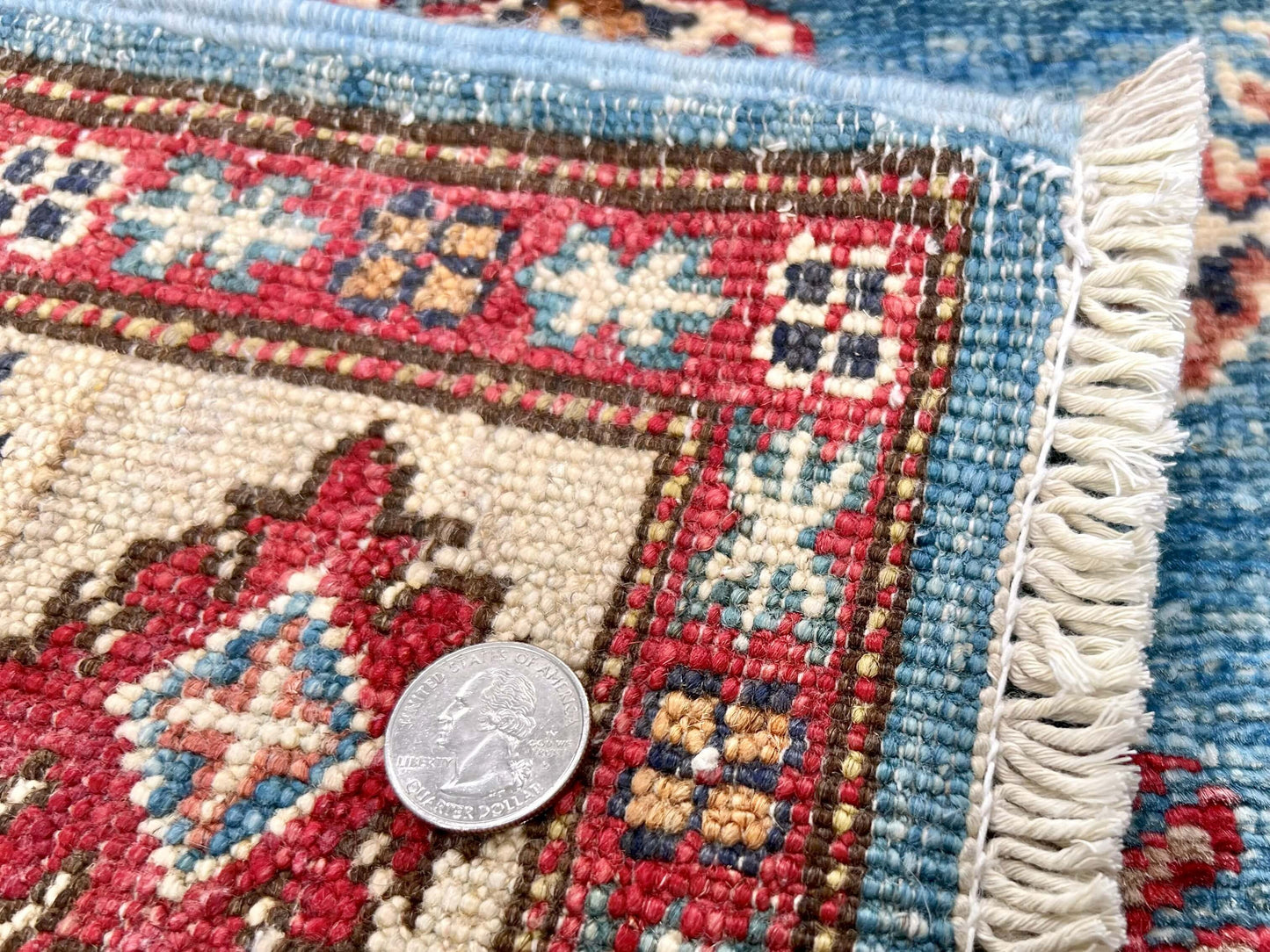 Super Kazak (3'07"x5'03") denim blue/ivory