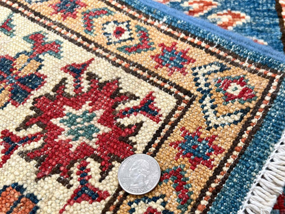 Super Kazak (2'11"x4'00") denim blue/ivory