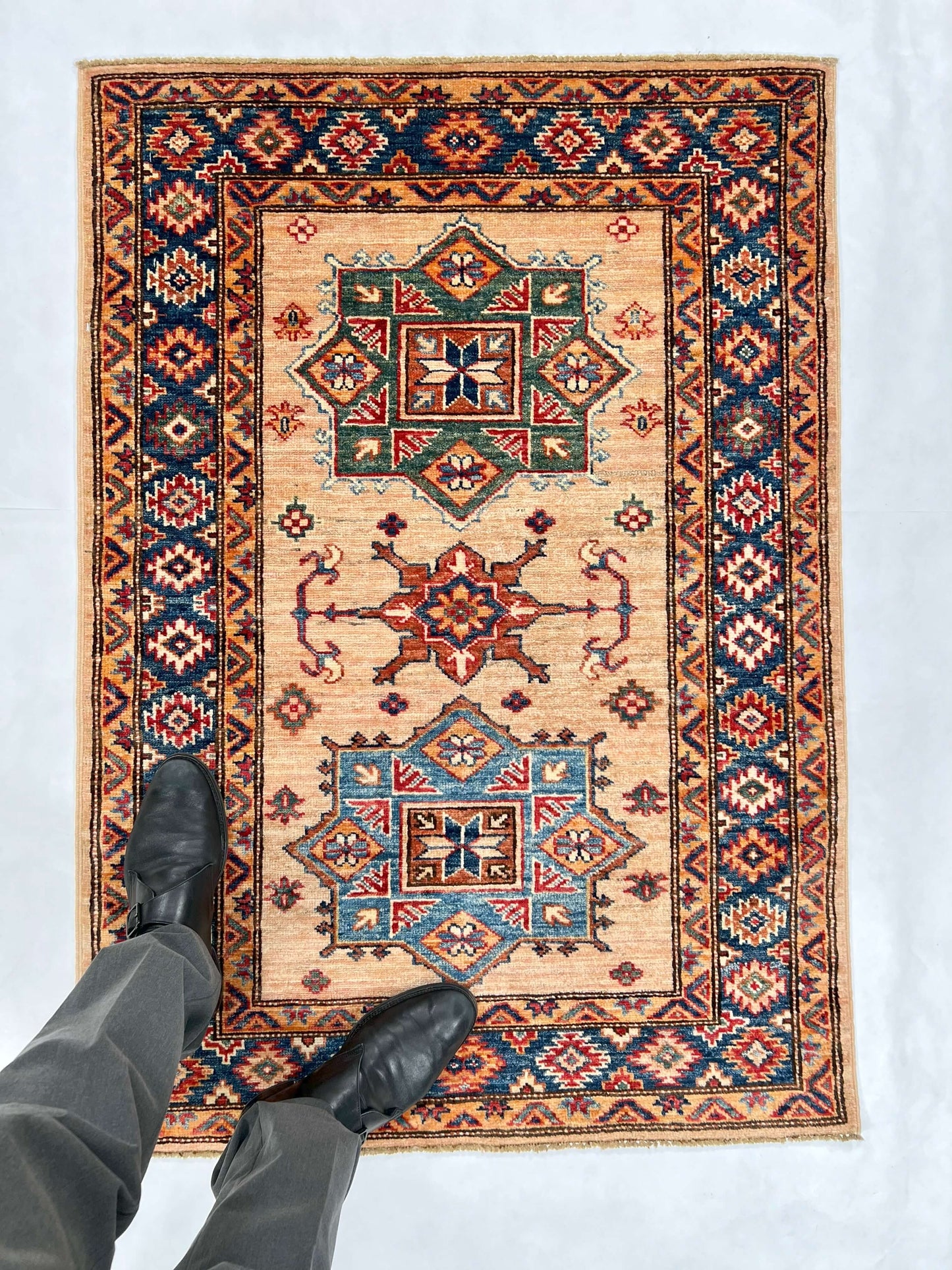 Super Kazak (2'10"x4'00") adobe/navy