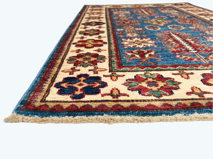 Super Kazak (2'08"x4'00") denim blue/ivory