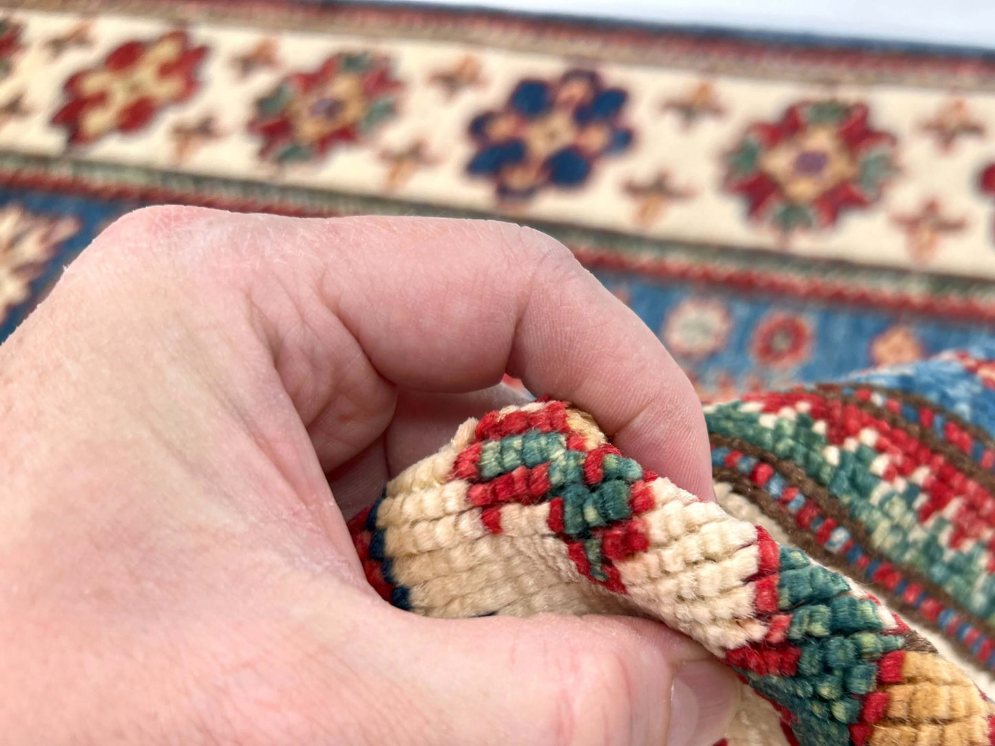 Super Kazak (2'08"x4'00") denim blue/ivory