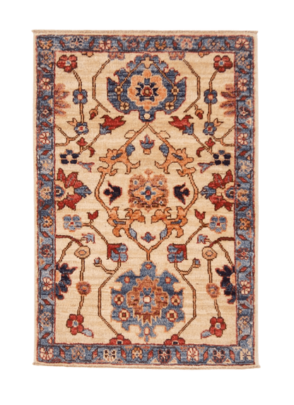 Afghan Ariana (2'00"x3'00") ivory/blue