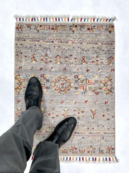 Afghan Gabbeh (2'00"x2'07") light gray