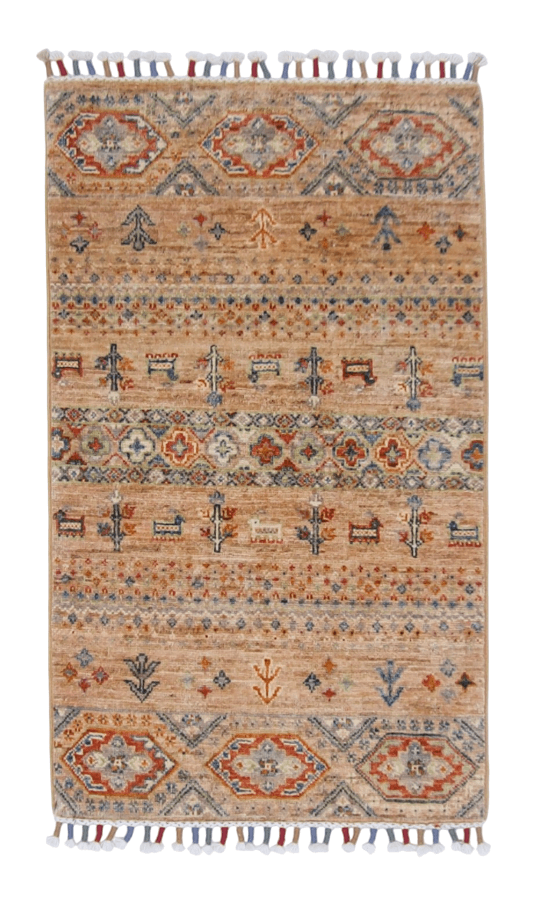 Afghan Gabbeh (2'00"x3'02") adobe/multicolor