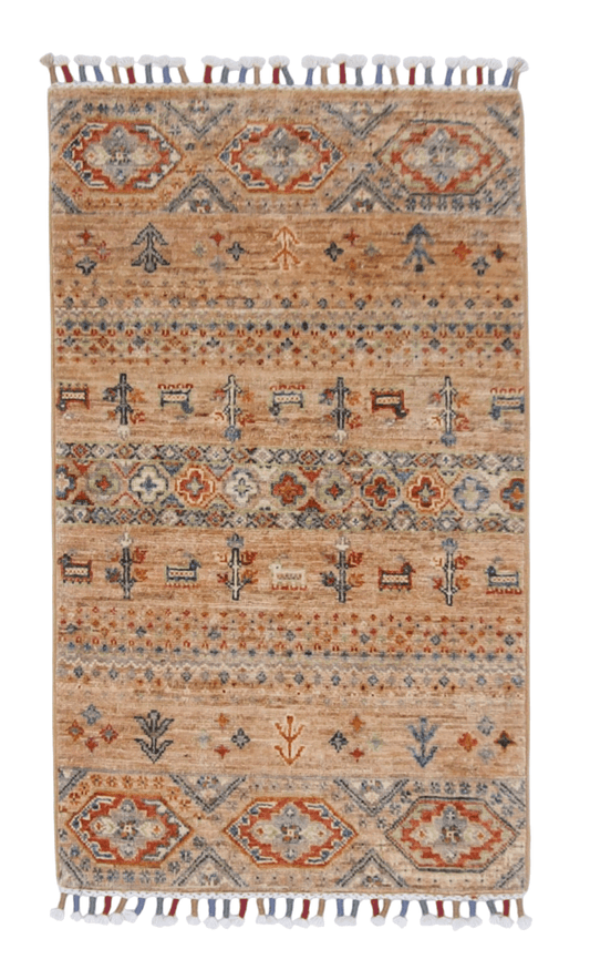 Afghan Gabbeh (2'00"x3'02") adobe/multicolor