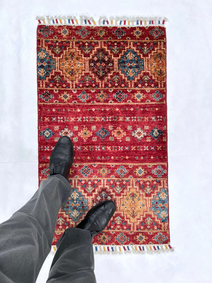 Afghan Khorjin (2'00"x3'03") red