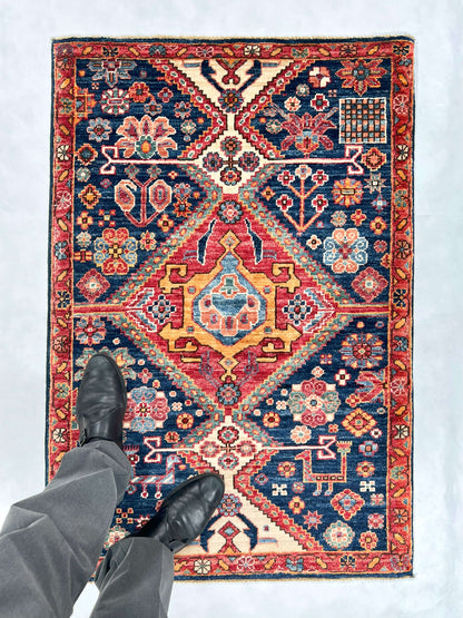 Afghan Qashqai (2'08"x3'10") blue/red