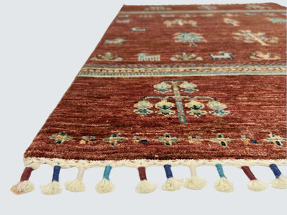 Afghan Gabbeh (2'08"x3'08") brown/teal