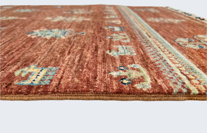 Afghan Gabbeh (2'08"x3'08") brown/teal