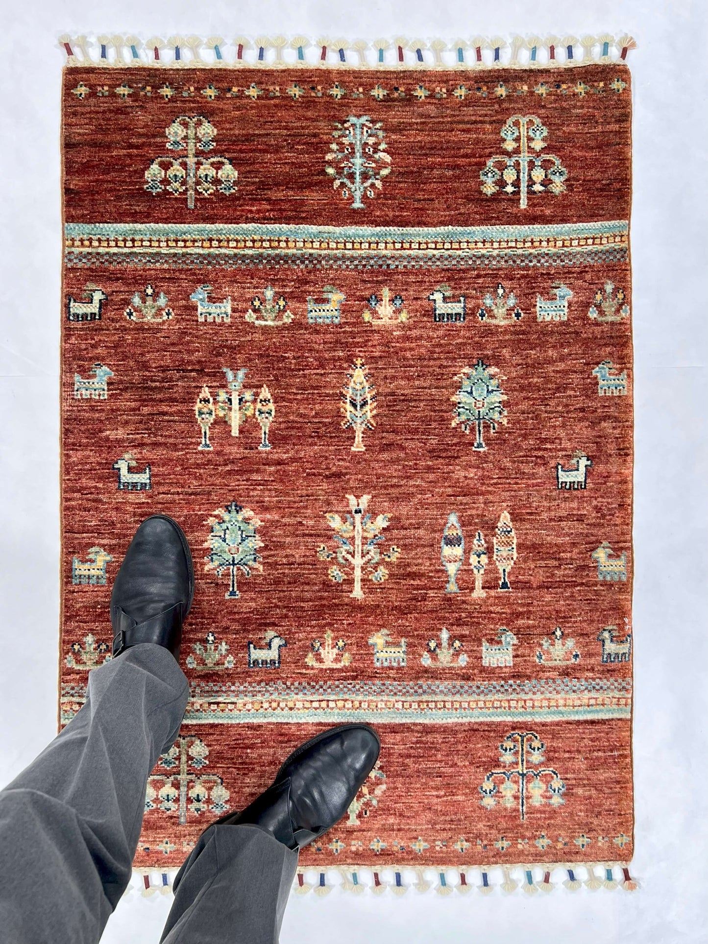 Afghan Gabbeh (2'08"x3'08") brown/teal