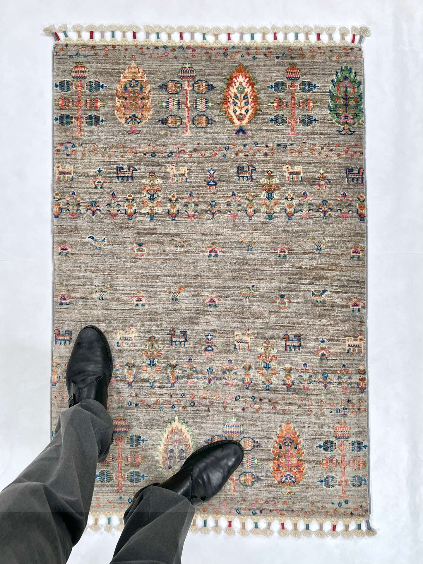 Afghan Gabbeh (2'07"x3'09") light gray