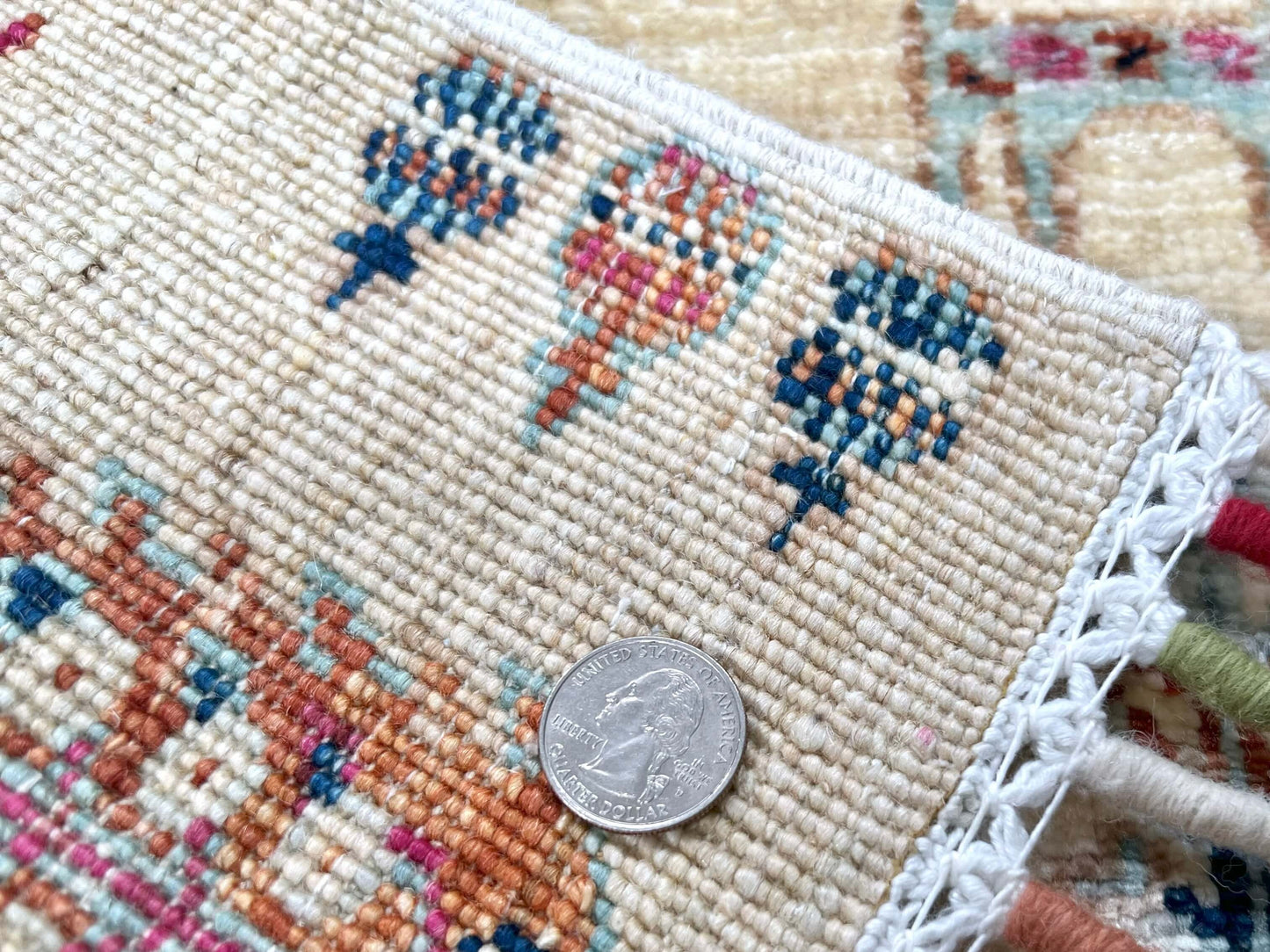 Afghan Gabbeh (2'08"x4'00") ivory/pastel