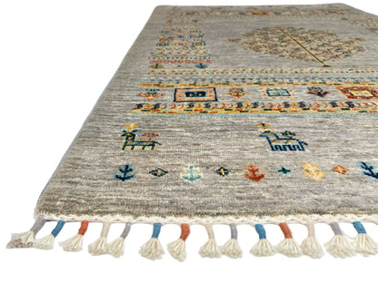 Afghan Tree of Life Gabbeh (3'03"x4'10") silver