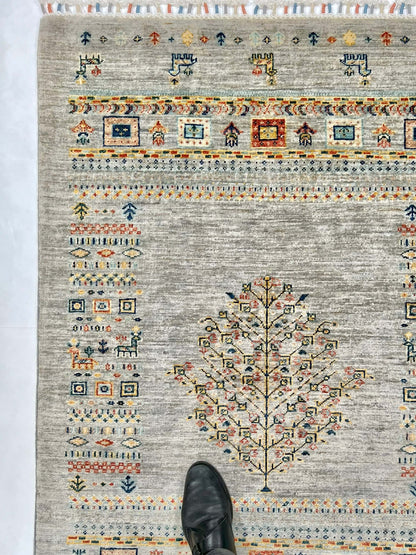 Afghan Tree of Life Gabbeh (3'03"x4'10") silver