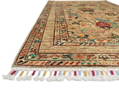 Khorjin (3'03"x4'11") camel/turquoise