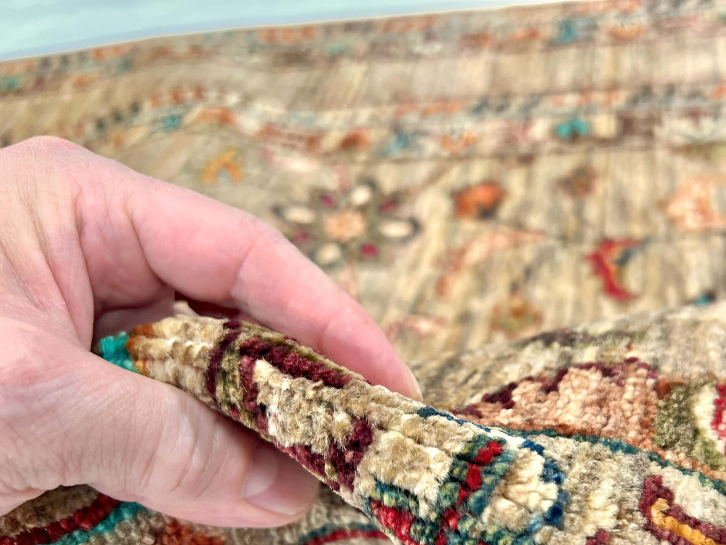 Khorjin (3'03"x4'11") camel/turquoise