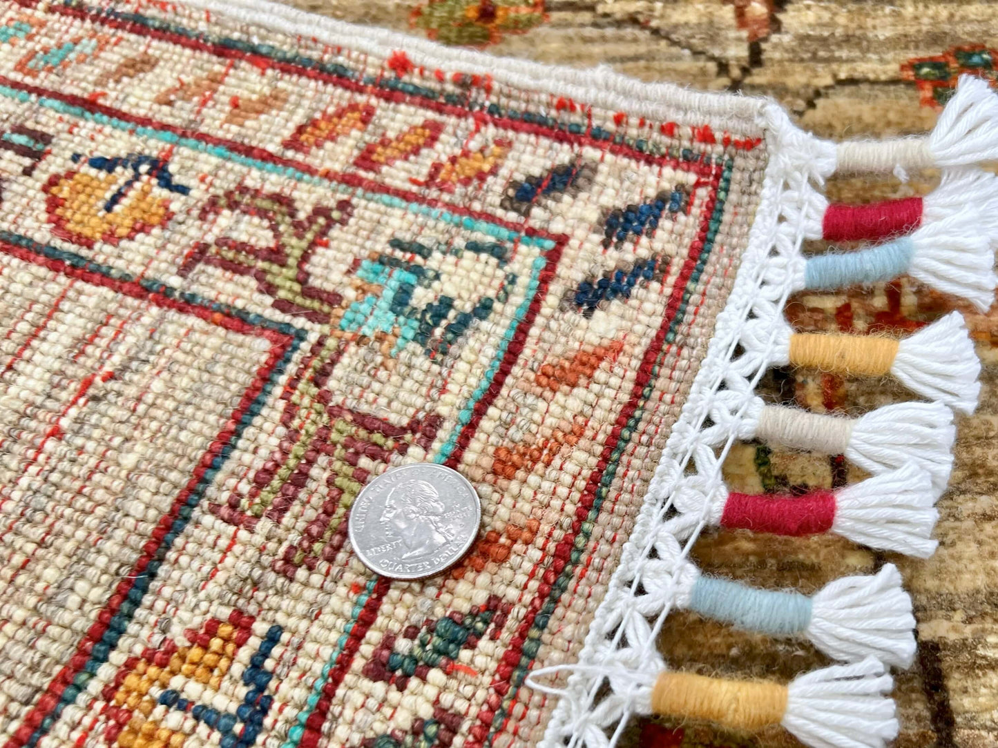 Khorjin (3'03"x4'11") camel/turquoise