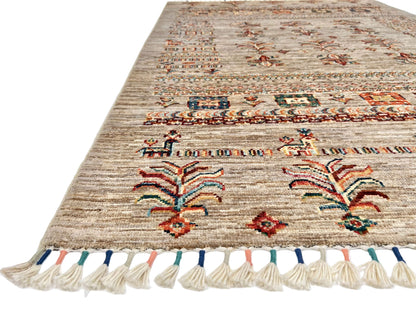 Afghan Khorjin (3'04"x5'00") silver/multicolor