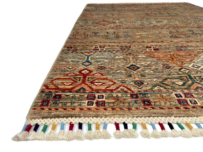 Afghan Khorjin (3'02"x4'08") camel/multicolor